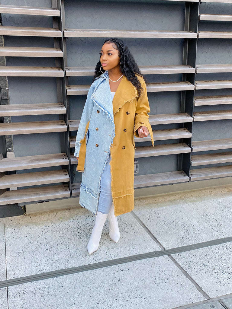 Runway Vibes Color Block Denim Trench Coat – The Vault Co.